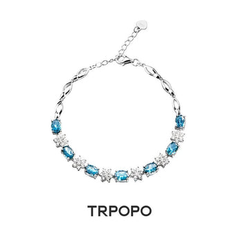 Aquamarine Topaz Star Chain Bracelet - TRPOPO