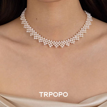 Artisan Hand - Woven Layered Pearl Choker - TRPOPO