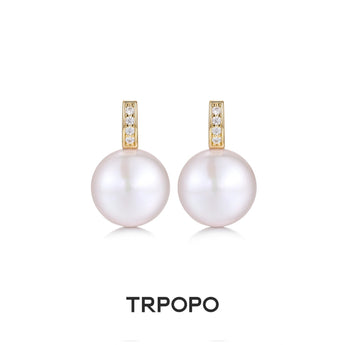 Baroque Oversized Pearl Diamond Bar Earrings - TRPOPO