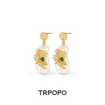 Baroque Pearl Daisy Drop Earrings - TRPOPO