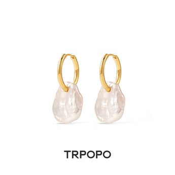 Baroque Pearl Hoop Earrings - TRPOPO