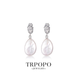 Baroque Pearl Silver Filigree Earrings - Silver - TRPOPO