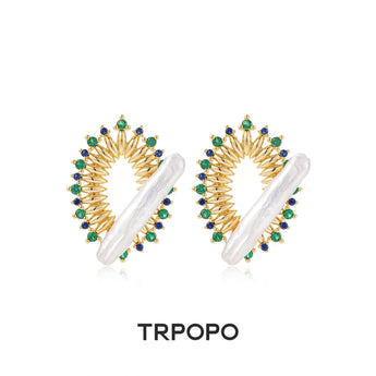 Baroque Pearl Sunburst Earrings - TRPOPO