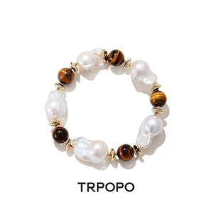 Baroque Pearl & Tiger's Eye Bracelet - TRPOPO