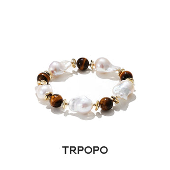 Baroque Pearl & Tiger's Eye Bracelet - TRPOPO