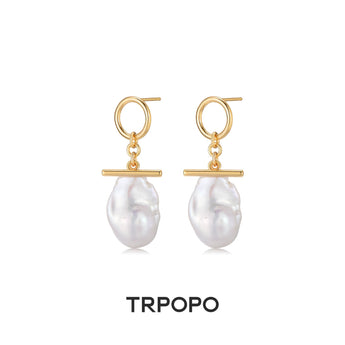 Baroque T - Bar Pearl Earrings - TRPOPO