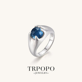 Blue Crystal Charm Ring - TRPOPO
