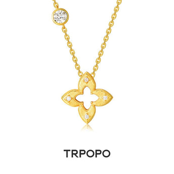 Clover Diamond Openwork Necklace - TRPOPO
