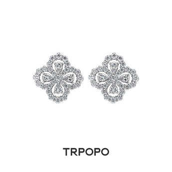 Diamond Bloom Clover Stud Earrings - TRPOPO
