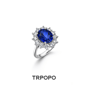 Diana Sapphire Halo Ring - TRPOPO