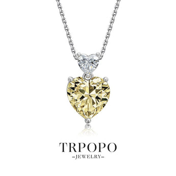 Double Heart - Shaped Diamond Pendant Necklace - TRPOPO