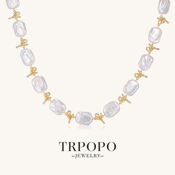 Dreamy Iridescence - shaped Pearl Chain & Gold Clasps - TRPOPO