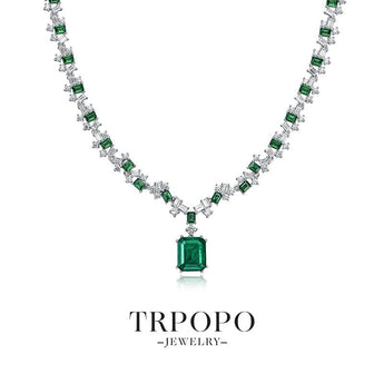 Emerald and Diamond Necklace - TRPOPO