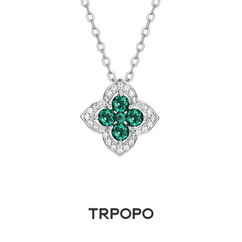 Emerald Blossom Halo Necklace - TRPOPO