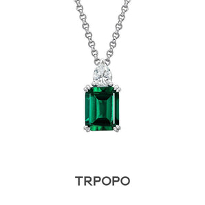 Emerald & Diamond Pendant Necklace - TRPOPO