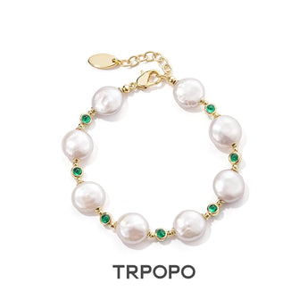 Emerald - Kissed Baroque Pearl Bracelet - TRPOPO