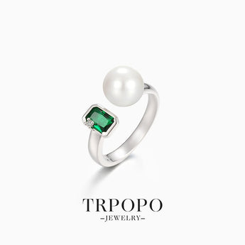 Emerald Pearl Radiant Ring - TRPOPO