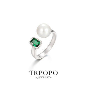 Emerald Pearl Radiant Ring - TRPOPO