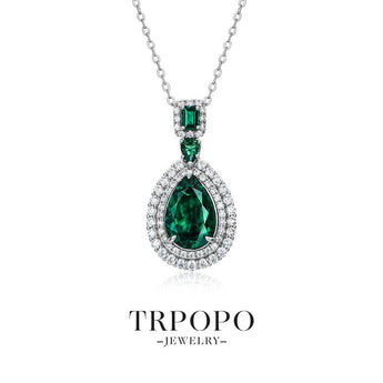 Emerald Teardrop Necklace - Wizard of Oz Sterling Silver - TRPOPO