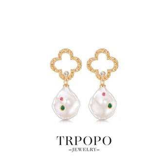 Floral Fantasy Pearl Drop Earrings - TRPOPO