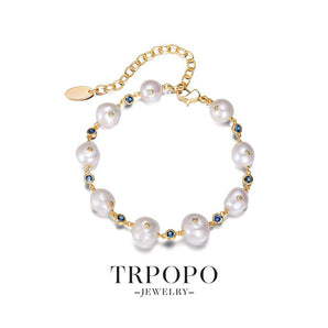Gem - Embellished Pearl Bracelet - TRPOPO