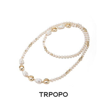 Geometric Baroque Pearl Long Necklace - TRPOPO