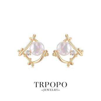 Geometric Pearl Studs - TRPOPO
