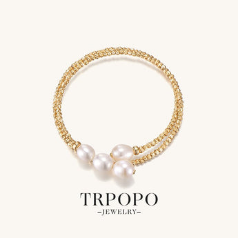 Golden Chain Cluster Pearl Bracelet - TRPOPO