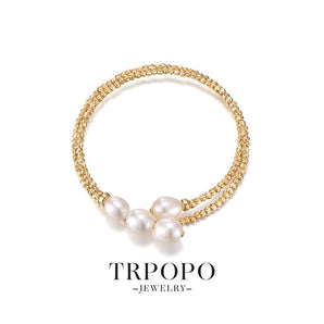 Golden Chain Cluster Pearl Bracelet - TRPOPO