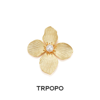 Golden Hibiscus Dewdrop Brooch - TRPOPO