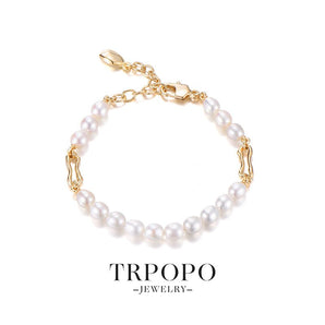 Golden Link Pearl Bracelet - TRPOPO