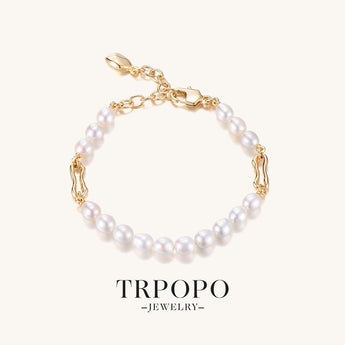 Golden Link Pearl Bracelet - TRPOPO