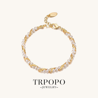Golden Spiral Pearl Bracelet - TRPOPO