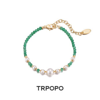 Green Agate Pearl Gradient Bracelet - TRPOPO