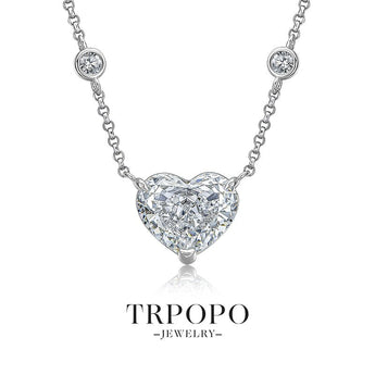 Heart - Shaped Diamond Pendant Necklace - TRPOPO