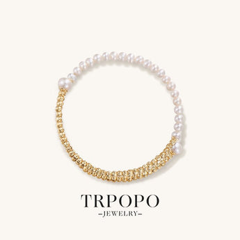 Interwoven Pearl Gold Bracelet - TRPOPO