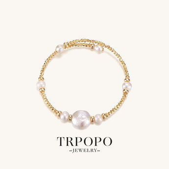 Iridescent Pearl Golden Bracelet - TRPOPO