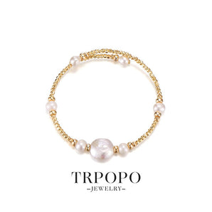 Iridescent Pearl Golden Bracelet - TRPOPO