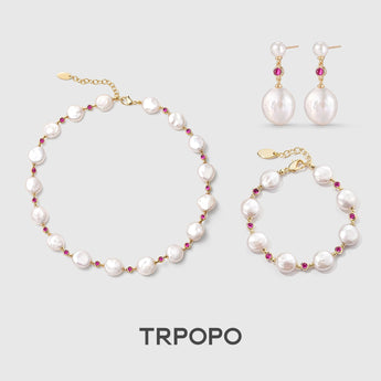 Lapis Lazuli Baroque Pearl Jewelry Set - TRPOPO
