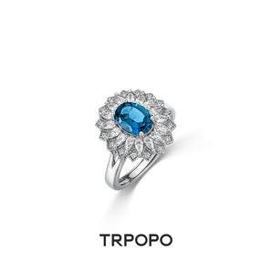London Blue Topaz Sunflower Ring - TRPOPO