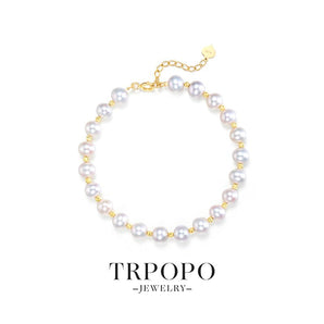 Lustrous Pearl & 18K Gold Vermeil - Accented Bracelet - TRPOPO
