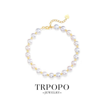 Lustrous Pearl & 18K Gold Vermeil - Accented Bracelet - TRPOPO