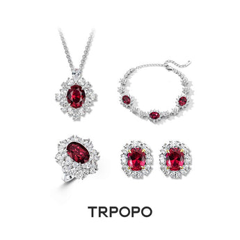 Luxurious Ruby Diamond Jewelry Set - TRPOPO
