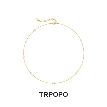 Minimalist Pearl Gold Chain Necklace - TRPOPO