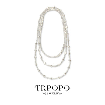 Multi - Layered Pearl Strand Necklace - TRPOPO