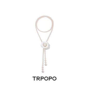 Multi - Wear Pearl Flower Lariat Necklace - TRPOPO