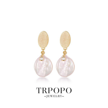 Oval & Baroque Pearl Drop Earrings - TRPOPO