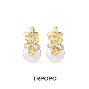 Pearl Flower Drop Earrings - TRPOPO