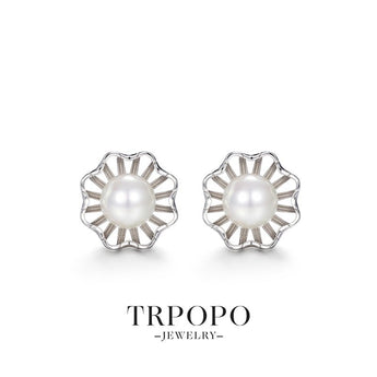 Pearl Flower Stud Earrings - TRPOPO
