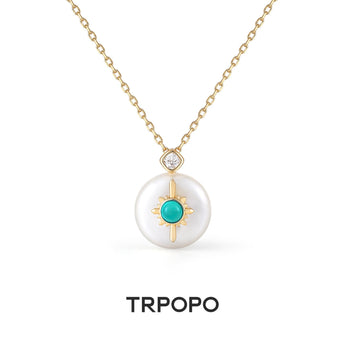 Pearl Turquoise Diamond Necklace - TRPOPO
